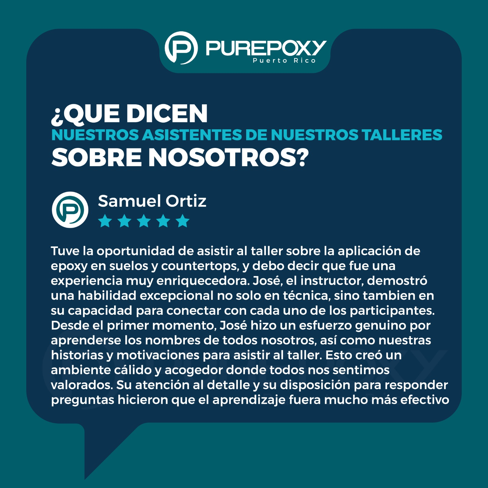 Testimonio de estudiante PurEpoxy 7